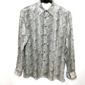 70's Style Gigolo Blk Wh Snakeprint Embossed Velveteen Shirt